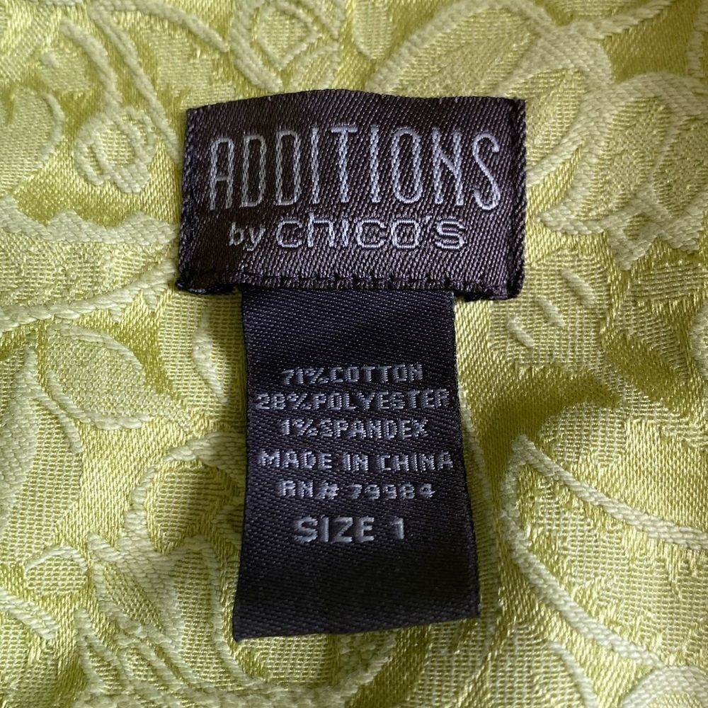 Additions by Chico’s Jacket Embroidered Button Front Lime Green Womens Medium - Picture 7 of 8